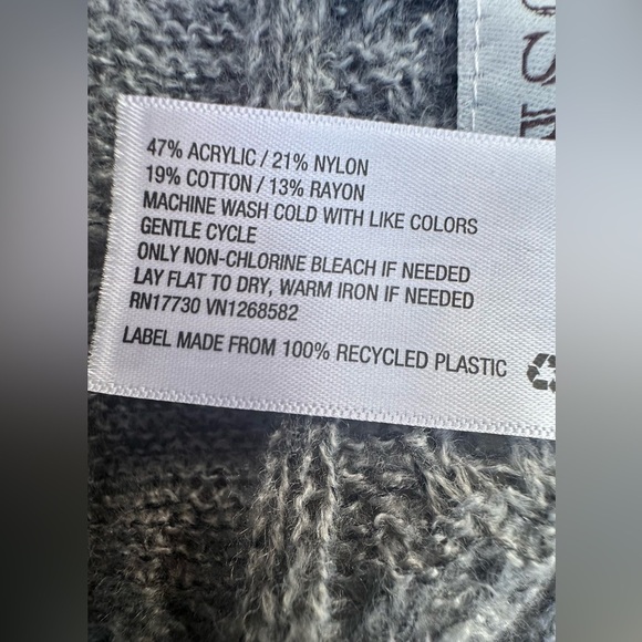 Knox Rose Gray Cable Knit Sweater With Fringe Size Medium Boho - Picture 4 of 5